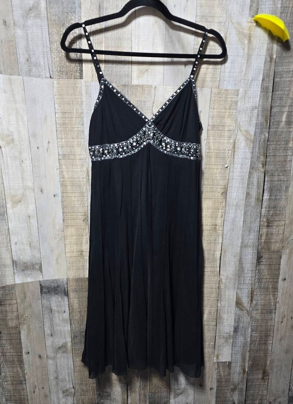 Dressbarn Vintage Y2K Black Beaded Pleated Shift Tank Dress 10 Maximalist Formal